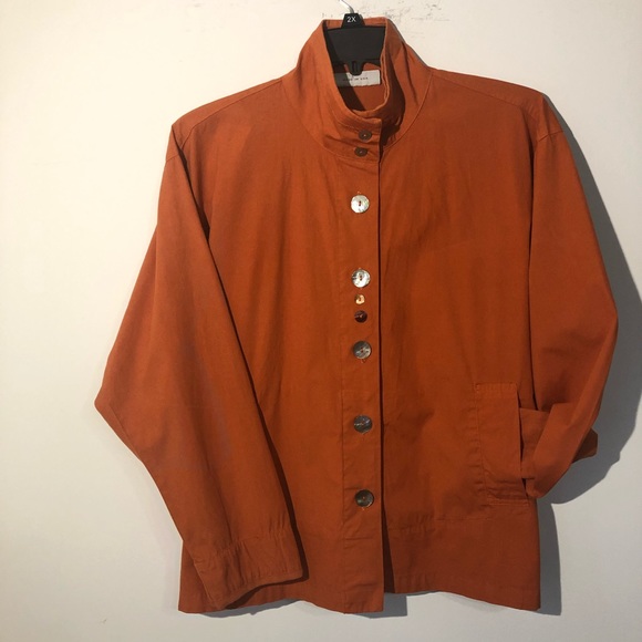 Anthropologie Elven Stitch Design L Orange Coat - Picture 2 of 8